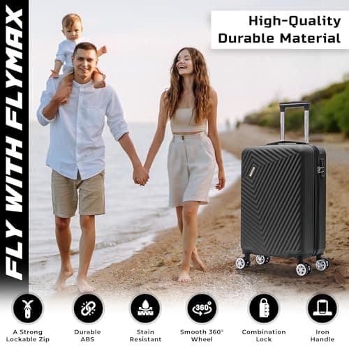 FLYMAX Medium Suitcase 4 Wheel Lightweight Luggage Hard Shell ABS Travel Case Hold Check in Fits 15kg - 20kg Medium Size + 3 Digit Lock + Telescopic Handle 67 Litre Capacity — view 4