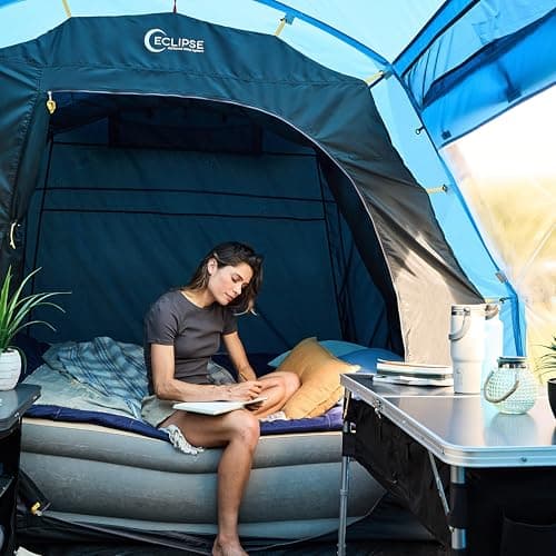 Hi-Gear Zenobia Eclipse 6 Man Tent with Darkened Bedrooms, Spacious Living Area & Sewn In Groundsheet, 6 People, Easy to Pitch, Tunnel Design, Ideal for Family Camping, Festivals, 4000mm HH — view 5