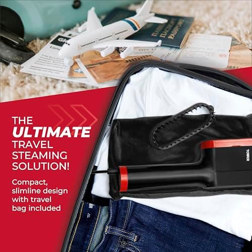 Tower Garment Steamer 1400W, Handheld Clothes Steamer for Fast Crease Removal, Compact Design, 14g/min Continuous Steam, Ceramic Soleplate, 80ml Tank, Red (T22038RED) — view 3
