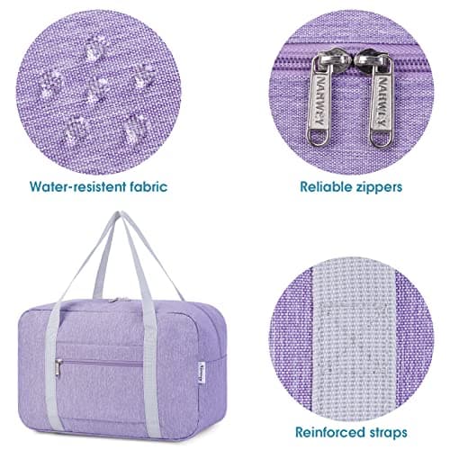 for Ryanair Cabin Bags 40x30x20 Underseat Foldable Travel Duffel Bag Holdall Tote Carry on Hand Luggage Overnight for Women and Men 20L (Light Purple) — view 5