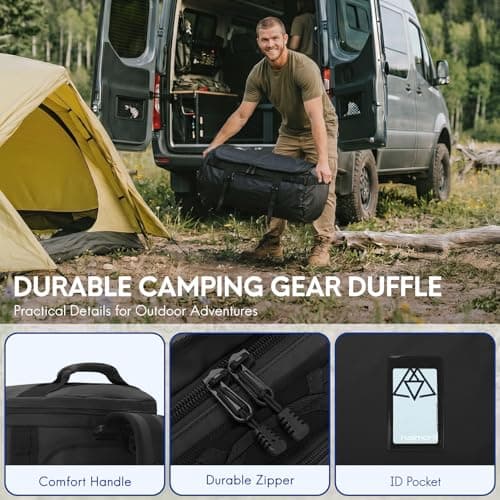 Haimont Heavy Duty Convertible Travel Duffel Backpack, 60L Black — view 6