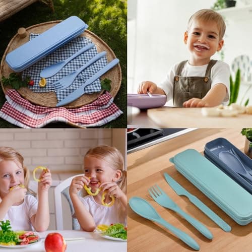 2 Sets Portable Reusable Cutlery Set with Case – Utensils for Travel, Camping, Outdoor Dining – Compact & Easy to Clean, Sustainable Dining Solution — view 5