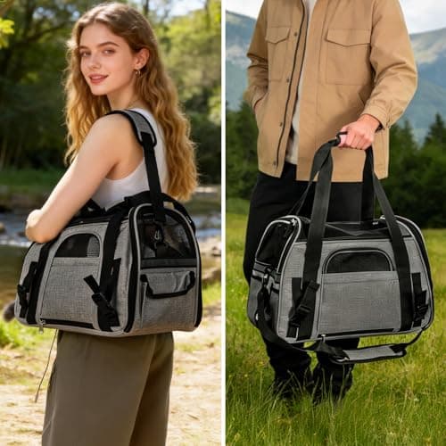 Minifactory Soft-Sided Pet Carrier Bag for Cats & Small Dogs – Foldable Travel Carrier with Breathable Mesh, 4 Storage Pockets, Removable Comfort Pad, Airline Approved (Grey, S) — view 5