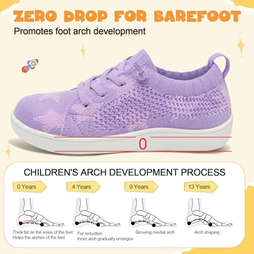 JOINFREE Girls Barefoot Walking Shoes Wide Fit Trainers Purple — view 6