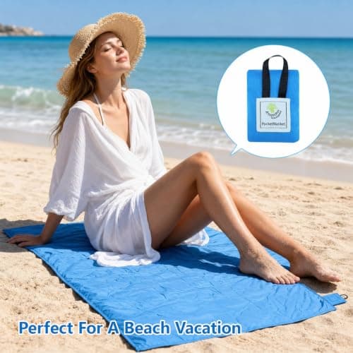LLXUANKK Pocket Picnic Blanket 70 x 110 cm, Lightweight Foldable Picnic Mat, Waterproof Ground Sheet, Compact Sandproof Beach Mat for Camping, Hiking, Travel, Festivals and Outdoor Activities — view 6