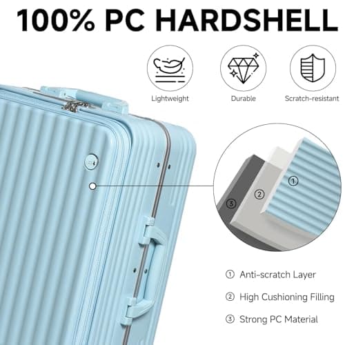 Sea choice Front Opening Luggage Suitcase Laptop Compartment PC Hard Shell Suitcase Top Opening Luggage Suitcase with USB Port Cupholder TSA Lock 4 Wheels — view 6
