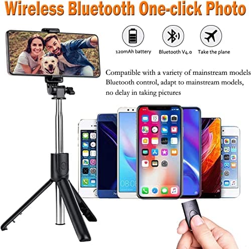 Selfie Stick, 3 in 1 Extendable Selfie Stick Tripod, Portable Phone Holder with Detachable Wireless Bluetooth Remote for iPhone17/16/15/14/13 Pro/Max/Samsung Galaxy/Huawei more — view 6