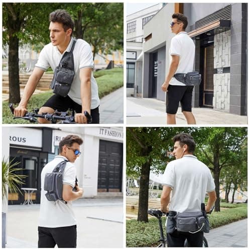 TUDEQU Large Hiking Waist Pack | Dog Walking Fanny Pack | Bum Bag for Men — view 2