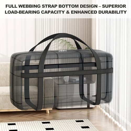 2 Pack Extra Large Moving Bags 180L Heavy Duty Clothes Storage Bags Thickened Sturdy Home Storage Bags with Zips & Handle, Thickened Moving Boxes for Clothes Duvet Traveling Underbed - 100 x 36 x 50cm — view 5