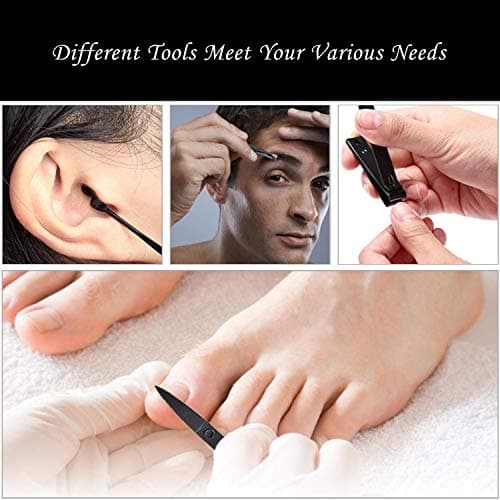 Nail Clipper Manicure Set, 7 In 1 Stainless Steel Professional Pedicure Kit Nail Scissors Grooming Kit with Black PU Leather Case for Travel & Home Use (Red Leather) — view 5