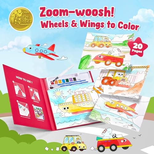 JoyCat Paint with Water Coloring Books for Toddlers (Transportation) — view 2