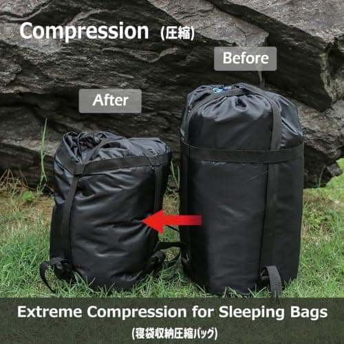 Azarxis Compression Stuff Sack for Sleeping Bag, Lightweight Compression Bag for Clothes Storage Water Resistant Compact for Outdoor Camping Hiking Backpacking Travelling Trekking (Black - S) — view 5