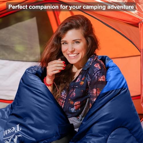 Tesmien Sleeping Bag for Adults & Kids 3-4 Season Warm Weather and Winter Lightweight, Waterproof for Teens, Men's Indoor & Outdoor Camping/Traveling/Hiking, Navy Blue — view 6