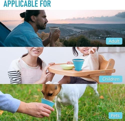 ddLUCK Silicone Foldable Cup, Travel Camping Mug with Plastic Sealing Lid — view 6