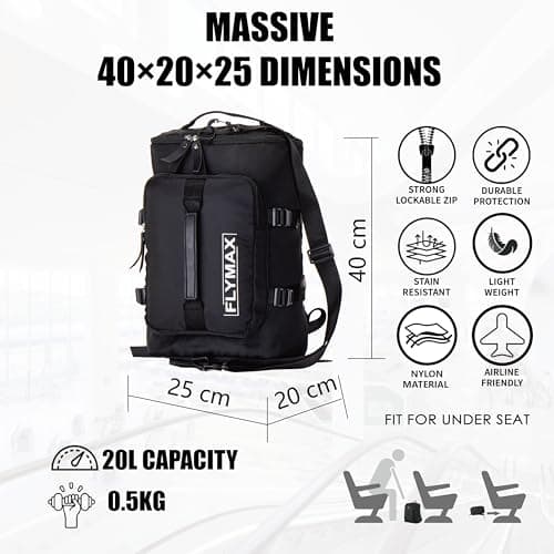 FLYMAX Cabin Bags 40x20x25 Underseat for Ryanair Lightweight Carry On Travel Backpack Cabin Size Rucksack Hand Luggage Bag Backpack Casual Daypack School Bag — view 2