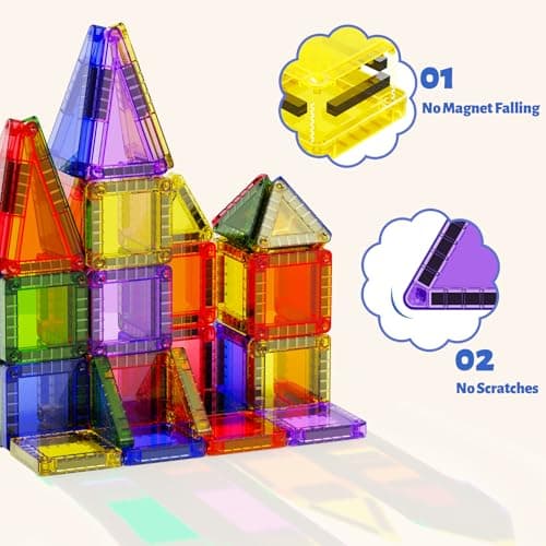Magnetic Tiles Travel Set for Kids: 60pcs Classic Tin Case Building Fun — view 4