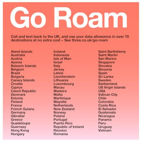 THREE 4G/5G SIM Card UK & ROAM FREE in over 70 destinations - PREPAID PAYG £10 Bundle - 20GB + (20GB FREE DATA) Unltd Texts & Mins - ROAMING ALLOWANCE 6GB — view 2