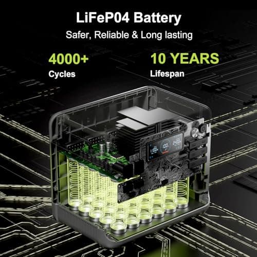 FOSSiBOT F2400 Portable Power Station 2048Wh, 2400W Battery Backup for Home Power Cuts, <10ms UPS Emergency Power Supply, 240V UK Sockets LiFePO4 Generator for Garage, DIY & CPAP, Black — view 4