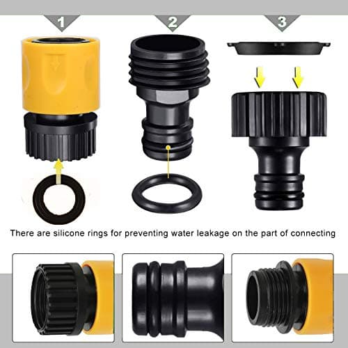 BABADU Garden Hose Pipe Connector Kit 20 Pack: Hoses Nozzle, Hose Repair Connector, Quick Connect, Y Splitter, Male Threaded Adapter, Male&Female Connectors, 2 Way Tap Fittings,Multi Faucet Connectors — view 4
