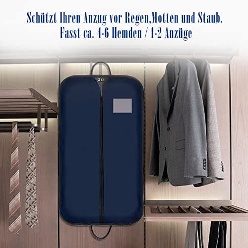 VISOOM Suit Bag for Men Storage, 100cm x 60cm Oxford Garment Bag, Waterproof Dust-proof Hanging Suit Carrier Cover Bags for Travel Clothes Dress, Blue — view 6