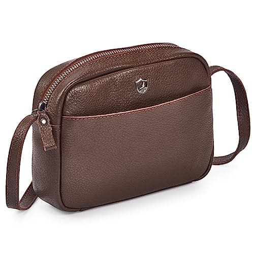 Cochoa Crossbody Sling Bag for Women Trendy Real Leather Purse Mini Soft Pebbled Crossover with Card Case (Chocolate Nappa)