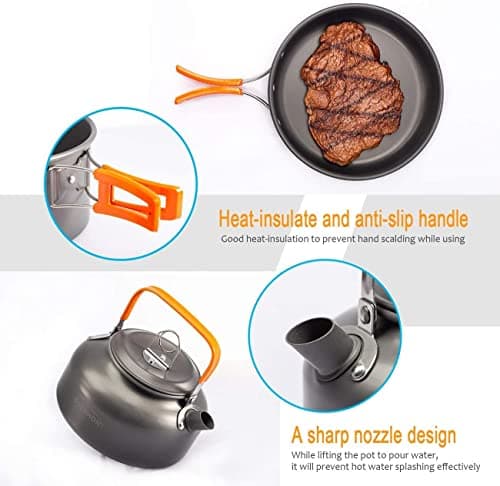 OVERMONT Camping Cookware Set Outdoor Cooking Kettle Mess Kit — view 4
