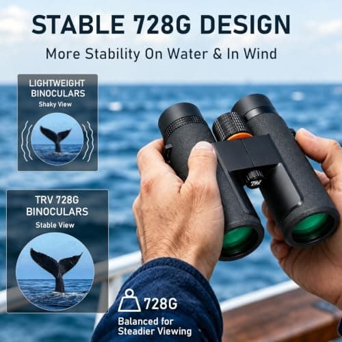 TRV 10x42 Binoculars for Adults, High Powered HD Binoculars for Bird Watching, Outdoor Waterproof Fogproof Binoculars for Hiking, Travel & Wildlife Viewing, with Phone Adapter — view 2