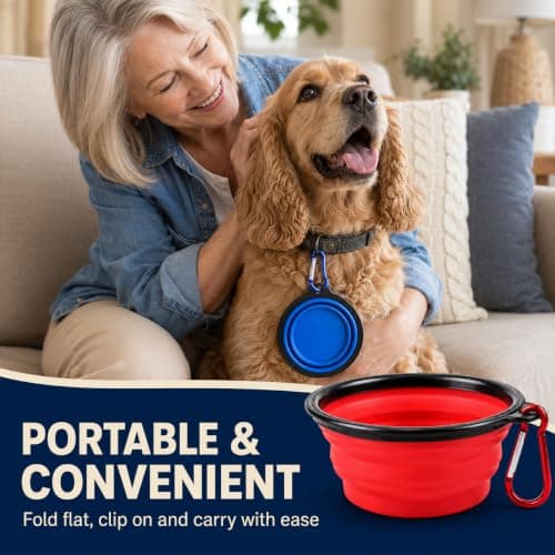 2 Pack Collapsible Dog Bowls with Clips, 350 ml Silicone Travel Bowls — view 6