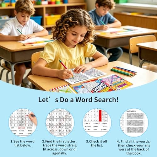 Elfew 20 Pack Word Search for Kids Ages 6-12, 280+ Large Print Word Games — view 6