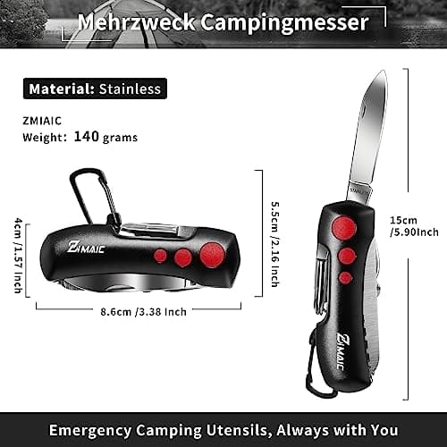 ZIMAIC 15 in 1 Multi Tool with Utility Karabiner Clip, Black — view 3