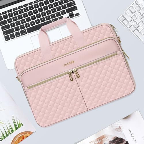 MOSISO Laptop Case Bag 16 inch, Briefcase for Women Men, Pink — view 3