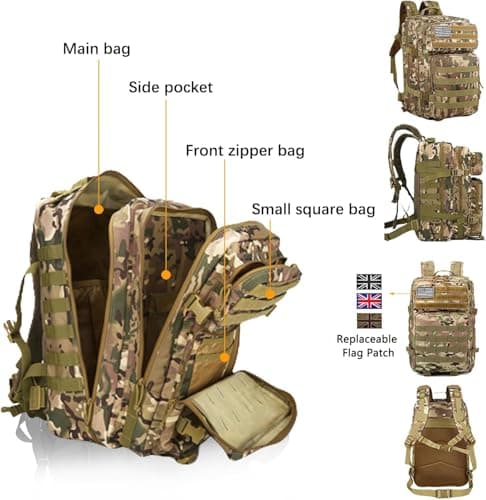 Geebymol 45L Military Tactical Backpacks Large Molle Army Assault Pack — view 3