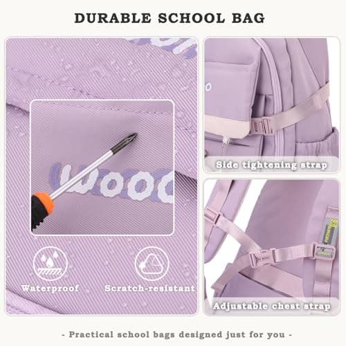 SUNYBLIS Girls School Bag Cute Backpack Rucksack with Pendant, Purple — view 6