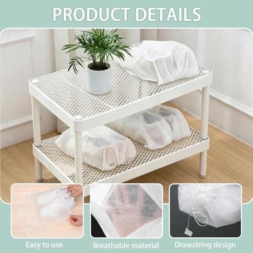 XPEJWAE 15 Pcs Dust Bags for Handbags Non-Woven Fabric Dustproof Drawstring Bag Breathable Reusable Travel Shoe Dust Cover For Purses Cloth Shoestravel Luggage Handbag Storage (White) — view 4