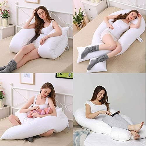 NIGHTSLEEP 12 FT Long C U Shaped Deluxe Full Body Cuddly & Maternity Pregnancy Support Pillow - Made in the UK