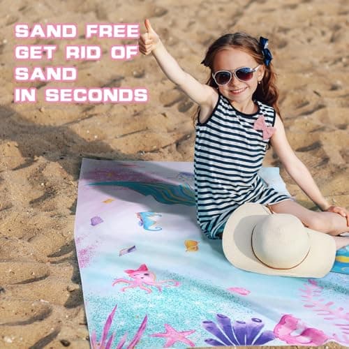 WERNNSAI Mermaid Microfibre Beach Towel for Kids, 76 x 150cm Bath Towel — view 5