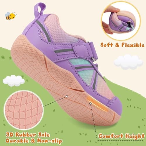 JOINFREE Toddlers Sneakers Baby Girls Frst Walking Shoes Child Running Shoes Anti-Skid Kids Sneakers Pink Purple 3.5/4.5 UK Child — view 5