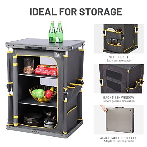 TIMBER RIDGE Compact Folding Kitchen Cabinet for Camping Garden Storage Compartments with Side Pockets — view 6