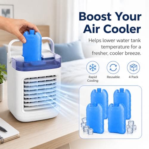 FOMIYES 4Pcs Ice Packs for Air Cooler，Reusable Ice Crystal Box（Blue） — view 2