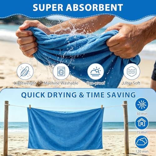 Indrnif Outdoor Magnetic Bath Towel 190 X 80 cm,Quick-Dry Sand-Resistant Beach Towel with Magnetic Closure,Oversized Microfiber Bath Towel for Travel, Swimming, Pool, Yoga, Hiking, Camping (blue) — view 4