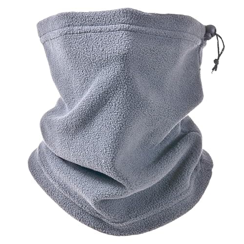 LWAQWHU Winter Neck Warmer Fleece Windproof Bandana Neck Gaiter Adjustable Drawstring Face Scarf for Men Women Unisex Outdoor Sports Skiing Fishing Motorcycle Running Cycling (Grey)