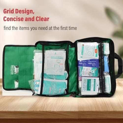 SuccorWare 380 Pieces Deluxe First Aid Kit Compact Trauma Medical Kits with Assorted Bandages, Instant Cold Pack, Emergency Blanket for Home, Travel, Office, Camping, Vehicle, Emergency Kits(Green) — view 5