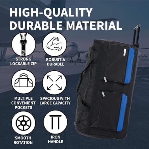 Flymax 32" Large Suitcase Lightweight Wheeled Duffle Bag Holdall Check in Luggage Travel Bag 3kg 114L Red — view 2