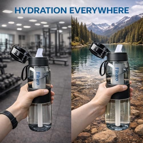 Filtero Filtered Water Bottle 740ml with NSF Certified Filter – BPA-Free, Leakproof, Reduces Chlorine, Odour, VOCs & Microplastics – Gym, Travel, Hiking & Camping – Bottle + Filter — view 5