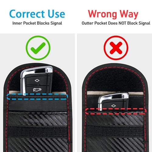 2 Pcs Signal Blocking Pouch, Key Signal Blocking Case, Carbon Fiber Design for Car Key Protection Blocks Signals to Prevent Theft Durable, and Compact for Daily Use Perfect for Car Safety — view 4