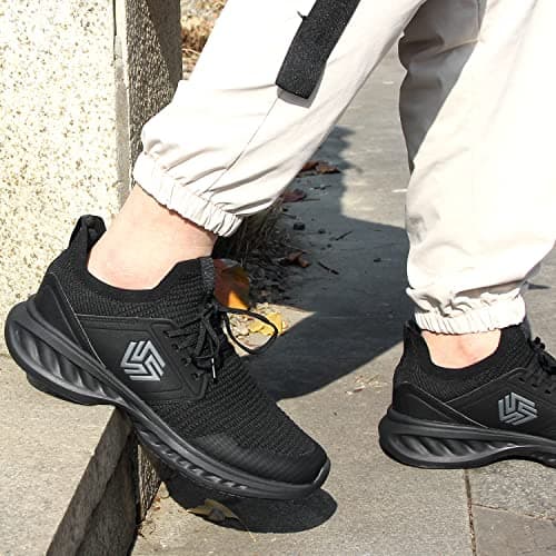 Giniros Mens Trainers Mesh Lightweight Sport Casual Gym All Black 9 — view 2