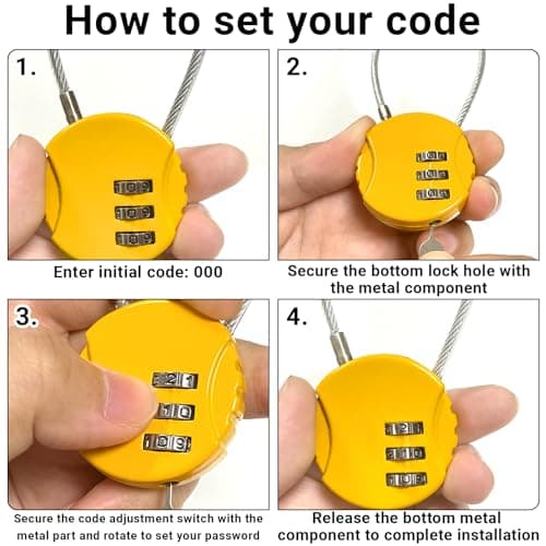 6 Pack Combination Padlock,Small Shed Locks,3-Digit Padlocks with Code — view 6