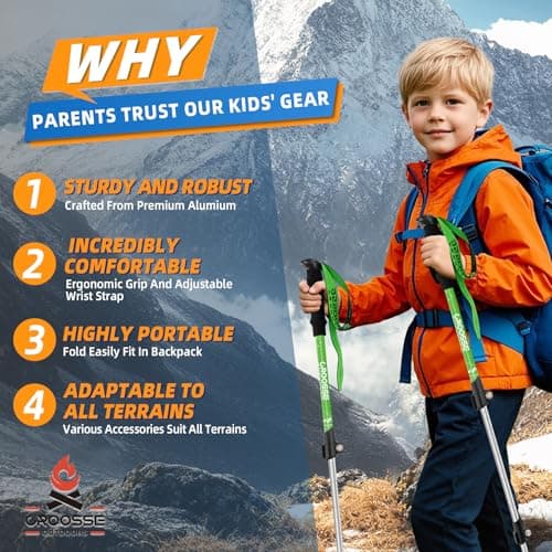 Adjustable Kids Hiking Poles for Trekking, Lightweight Walking Stick — view 2