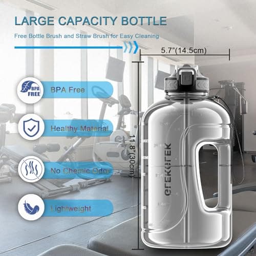 GLEKGLEK 3L Water Bottle with Straw, Time Marker, Large Water Jug, Grey — view 4