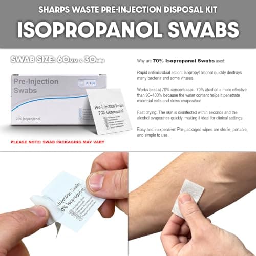 3x 0.25L Sharps Waste Bin Container Pre-Injection Disposal Kit +100pc Wipes — view 6
